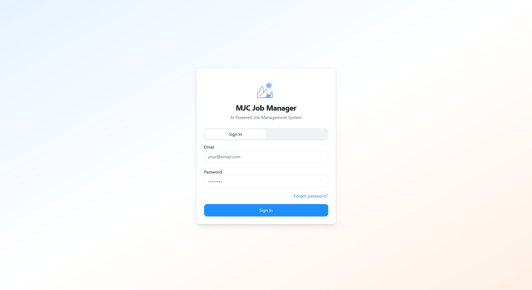 Login screen first start